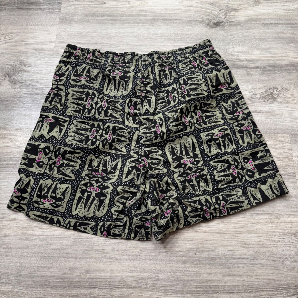 Vintage Islander Men Cotton Swim Trunks Shorts Abstract Tribal Print Green 36-38